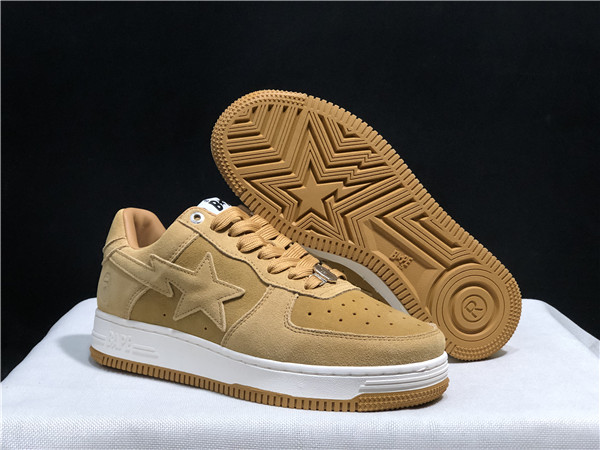 Women's Bape Sta Low Top Leather Tan Brown Shoes 0015